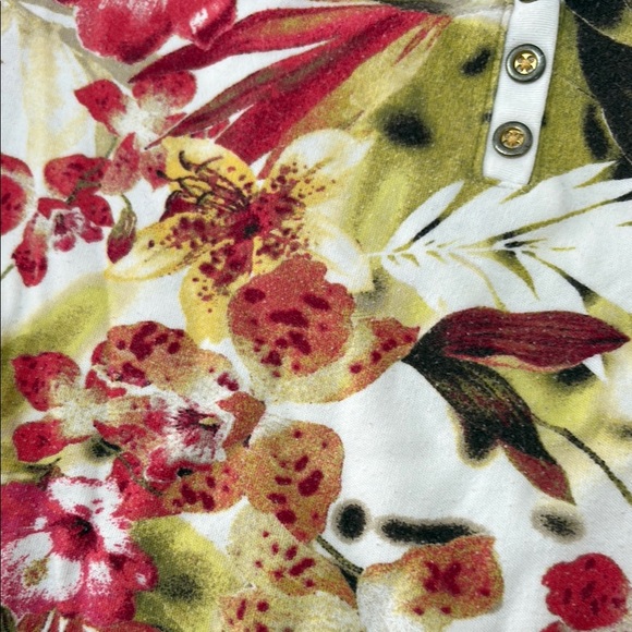 Karen Scott Pink and Green Fitted Polo T-Shirt - Picture 3 of 3